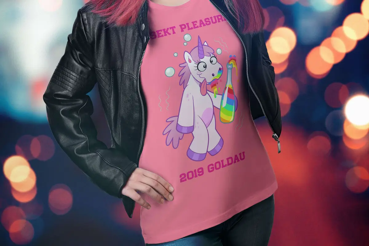 Sekt Plessure Textildruck T-Shirts - modal